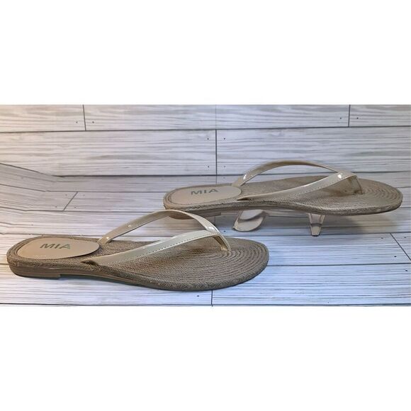 Mia Nazar Tan Braided Espadrille Thong Flip Flop Sandals S:10 - Picture 2 of 9